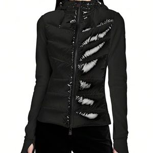 Moncler Grenoble Quilted Fleece Hooded Cardigan - BLACK SMALL